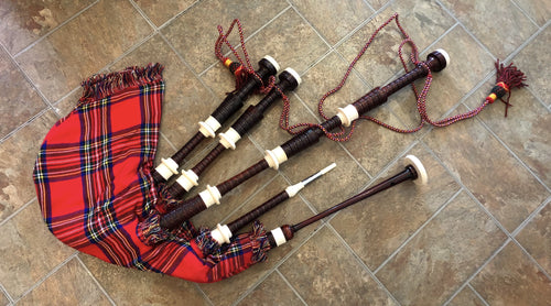 Bagpipes Highland Pipes Full Size Bagpipes Kit, Rosewood with Case, Instructions, and More