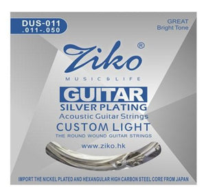 Ziko Custom Light Silver Plated Acoustic Guitar Strings
