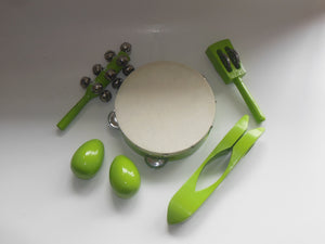 Green 5 Piece Percussion Set
