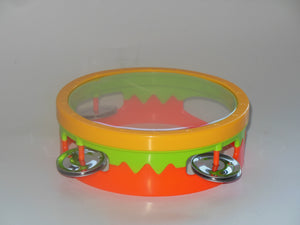 Tambourine, Plastic, 6" dia, 3 Cymbals