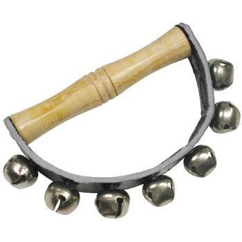Bells Sleigh Bells, 7-8 bells, leather, wood handle
